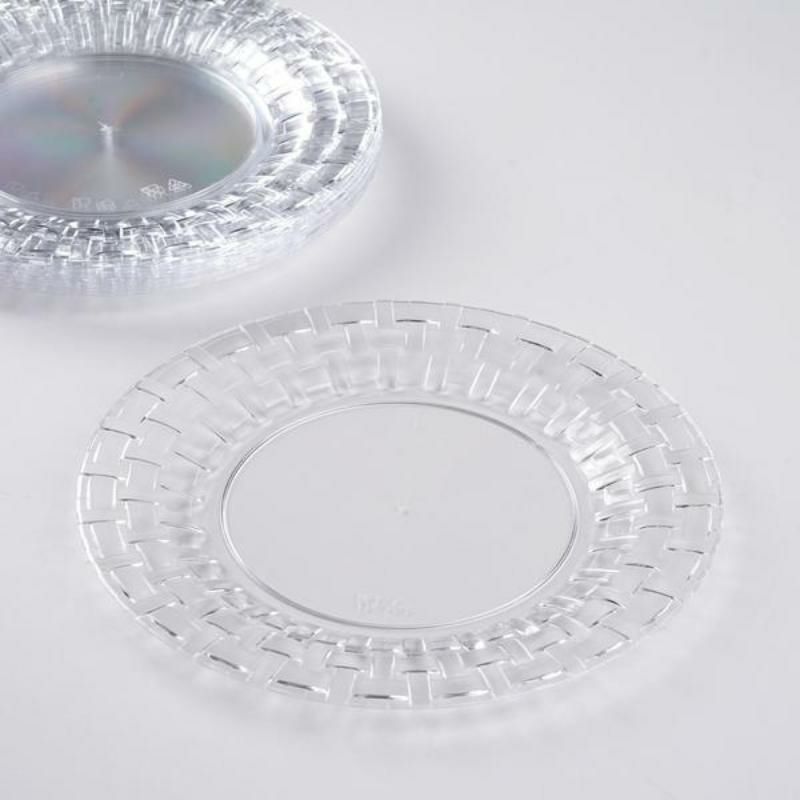 10 Pack Clear Basketweave Rim Plastic Dessert Appetizer Plates, Disposable Salad Plates 7″  |   Disposable Salad/Dessert Plates Disposable Plates Clear