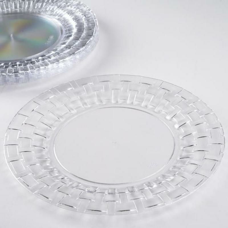 10 Pack Clear Basketweave Rim Plastic Dinner Plates, Disposable Party Plates 10″  |   Disposable Dinner Plates Disposable Dinner Plates Clear