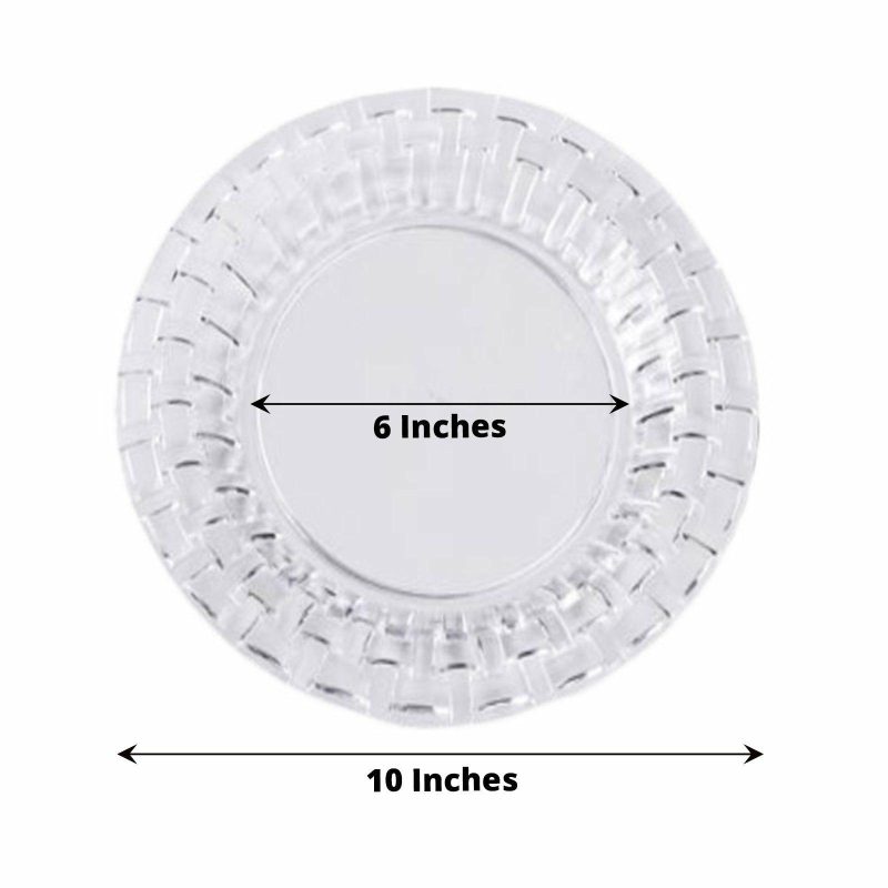 10 Pack Clear Basketweave Rim Plastic Dinner Plates, Disposable Party Plates 10″  |   Disposable Dinner Plates Disposable Dinner Plates Clear