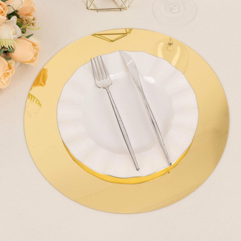 10 Pack Gold Mirror Acrylic Charger Plates For Table Setting, Lightweight Round Decorative Dining Plate Chargers 13″  |   Acrylic Charger Plates Acrylic Charger Plates Acrylic Charger Plates