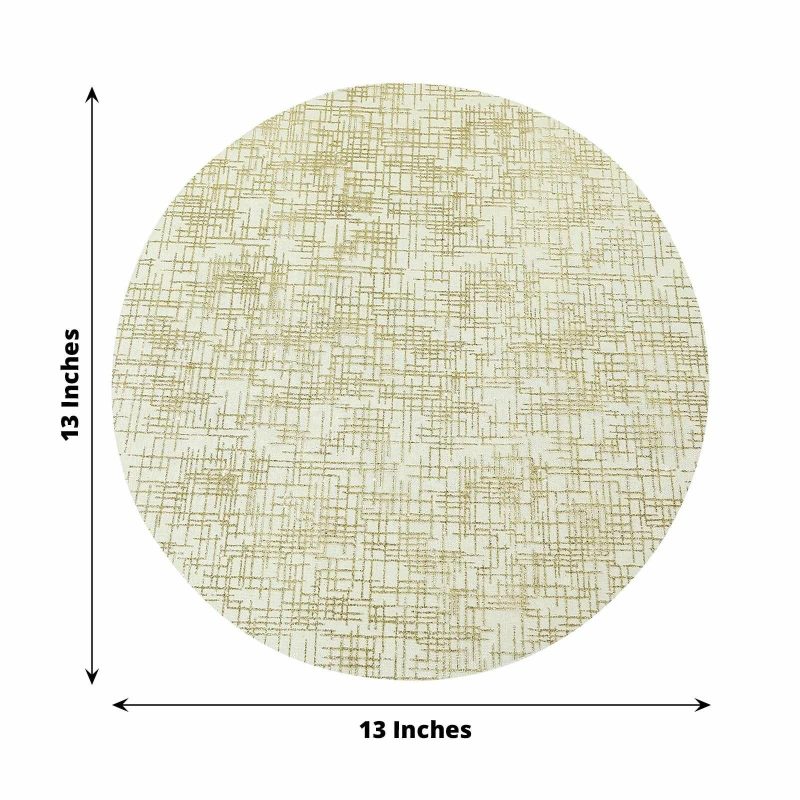 10 Pack Metallic Gold Glitter Mesh Round Placemats, 13″ Polyester Dining Table Mats  |   Reusable Placemats Charger Plates Metallic Gold