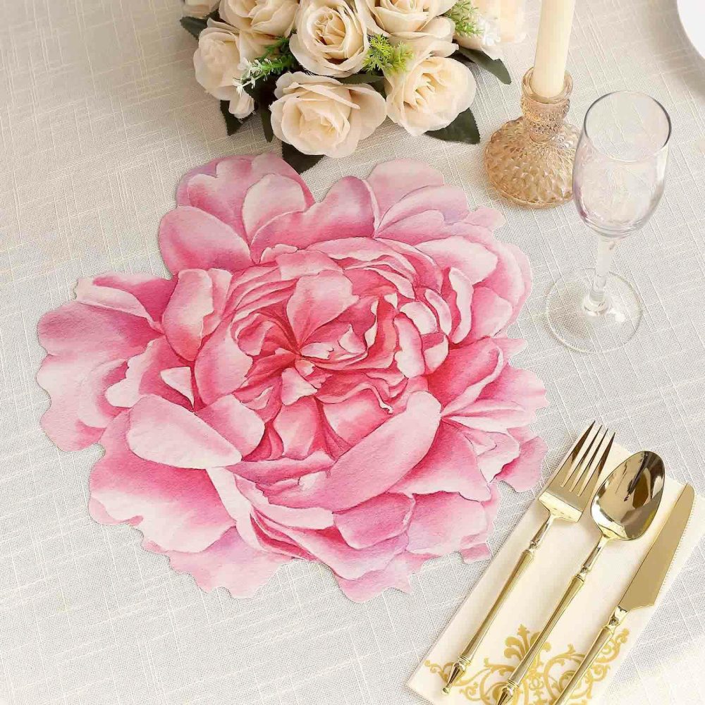 10 Pack Pink Peony Flower Cardboard Paper Placemats, 14″ Disposable Floral Table Mats – 400GSM  |   Paper Chargers & Trays Paper Chargers & Trays Paper Chargers & Trays