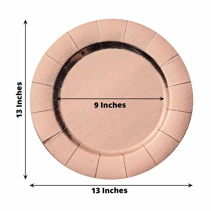 10 Pack Rose Gold Disposable Charger Plates, Cardboard Serving Tray, Round with Leathery Texture 1100 GSM 13″  |   Eco-Friendly & Paper Plates Disposable Plates Eco-Friendly & Paper Plates