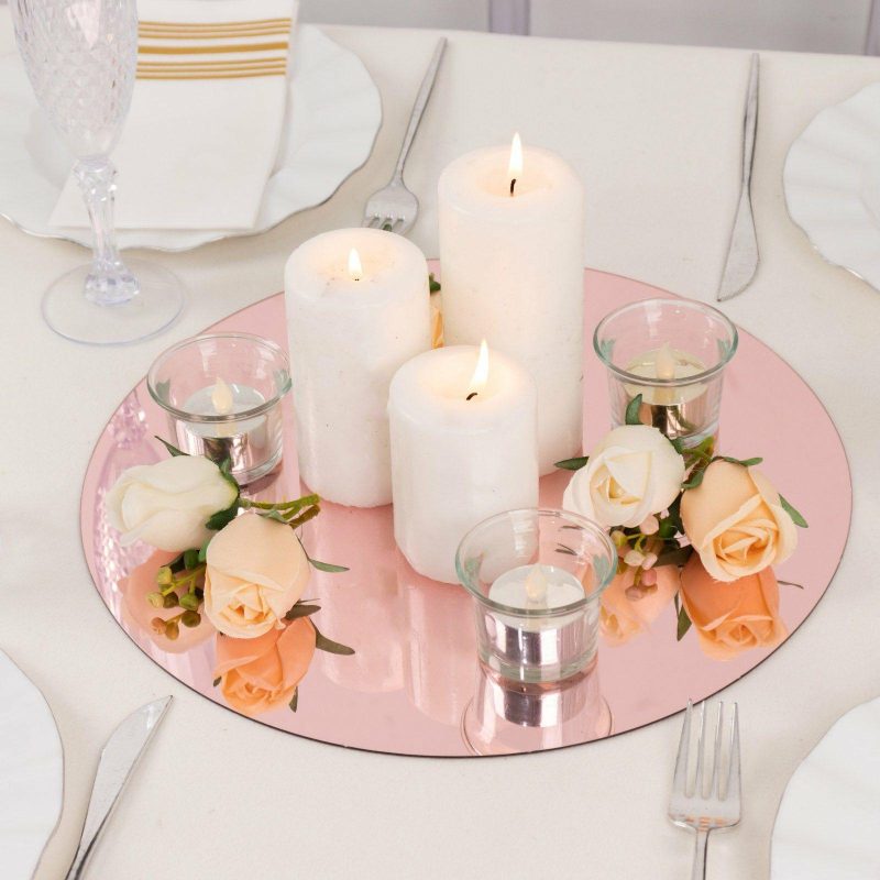 10 Pack Rose Gold Mirror Acrylic Charger Plates For Table Setting, Lightweight Round Decorative Dining Plate Chargers 13″  |   Acrylic Charger Plates Acrylic Charger Plates Acrylic Charger Plates