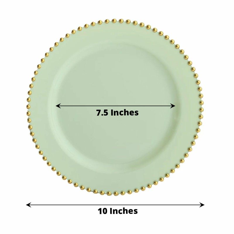 10 Pack Sage Green Plastic Dinner Plates with Gold Beaded Rim, Round Disposable Party Plates – 10″  |   Disposable Dinner Plates Disposable Dinner Plates Disposable Dinner Plates