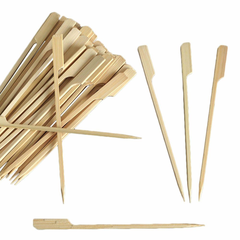 100 Pack Eco Friendly Paddle Shaped Bamboo Skewers Cocktail Picks 6″  |   Serving Utensils & Picks Plastic Cutlery & Utensils Natural