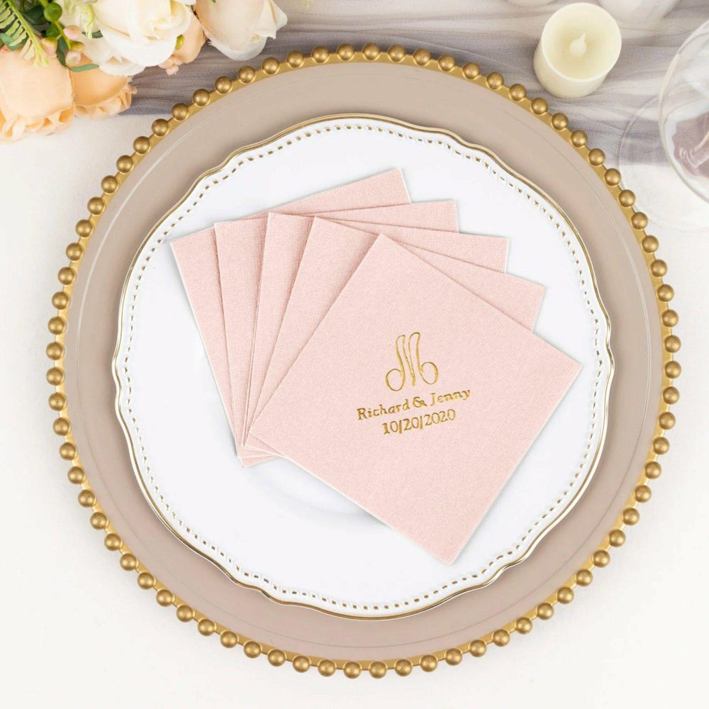 100 Pack Personalized Monogram Soft Airlaid Paper Beverage Napkins, Highly Absorbent Custom Initial Cocktail Napkins  |   Airlaid Paper Napkins Airlaid Paper Napkins Airlaid Napkins