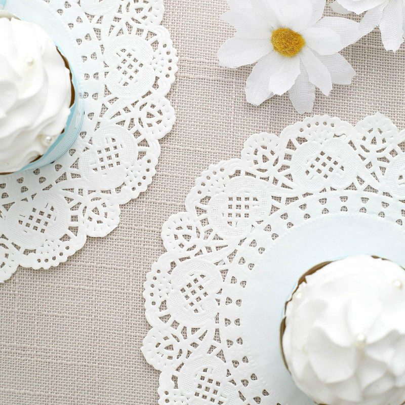 100 Pcs White Round Food Grade Paper Lace Doilies 6″  |   Mini Trays & Jars Mini Dishes & Bowls Mini Trays & Jars