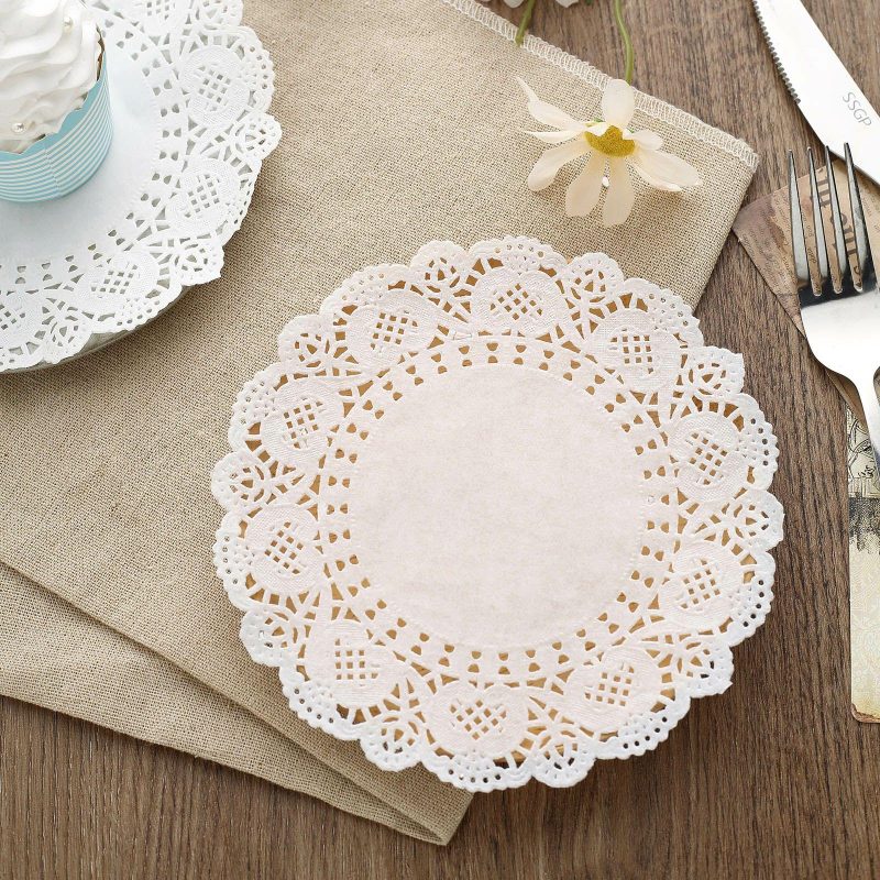 100 Pcs White Round Food Grade Paper Lace Doilies 6″  |   Mini Trays & Jars Mini Dishes & Bowls Mini Trays & Jars