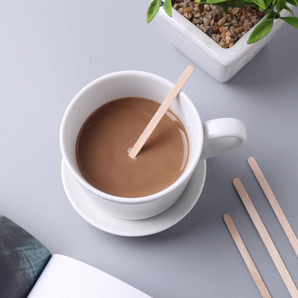 1000 Pack Eco Friendly Birchwood Classic Coffee Stir Sticks 4.5″  |   Straws & Food Picks Disposable Cups Straws & Food Picks