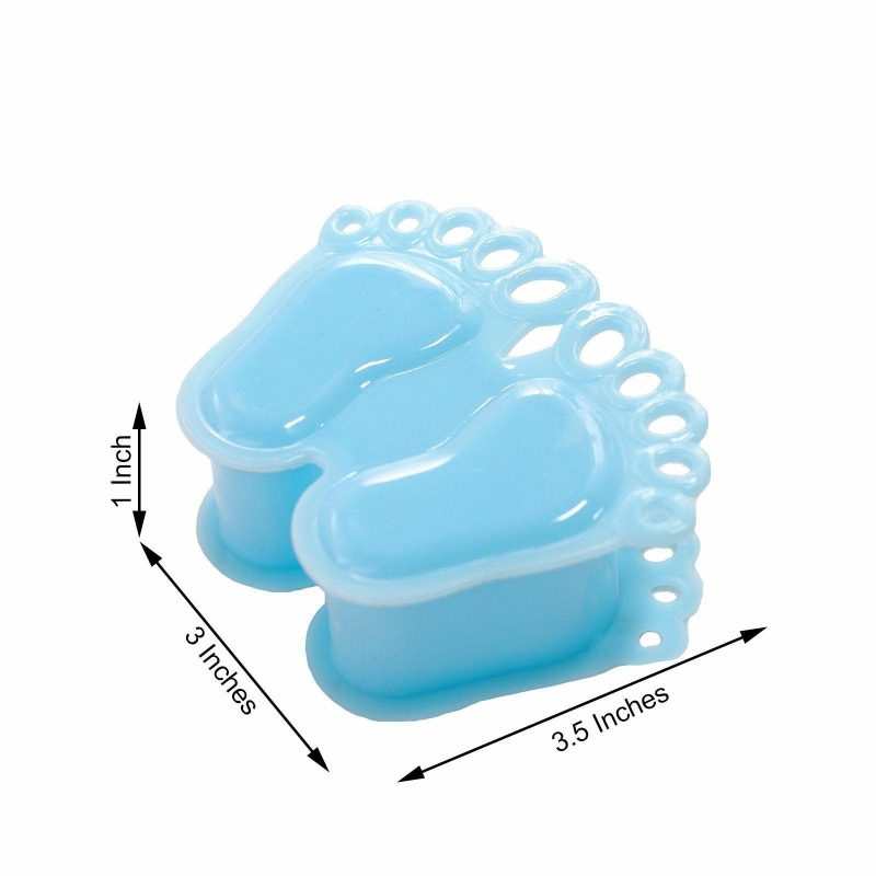 12 Pack Clear / Blue Baby Feet Candy Treat Gift Boxes, Baby Shower Party Favor Boxes 3.5″  |   Mini Trays & Jars Mini Dishes & Bowls Blue