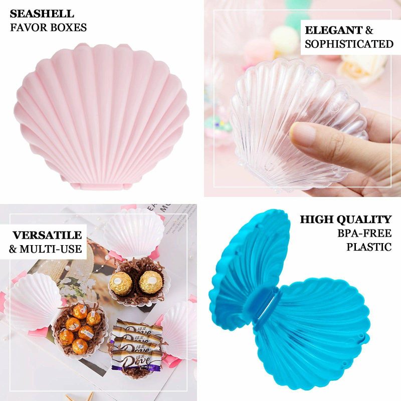 12 Pack White Seashell Beach Theme Candy Container Gift Boxes, Sea Shell Mini Treats Jewelry Party Favor Boxes 3.5″  |   Mini Trays & Jars Mini Dishes & Bowls Mini Trays & Jars