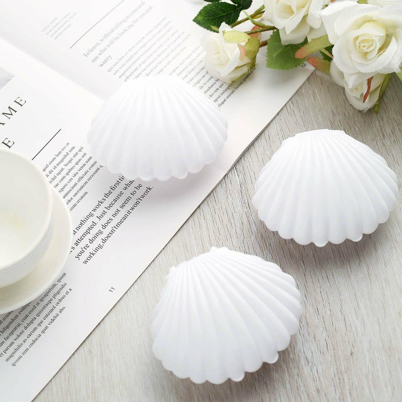 12 Pack White Seashell Beach Theme Candy Container Gift Boxes, Sea Shell Mini Treats Jewelry Party Favor Boxes 3.5″  |   Mini Trays & Jars Mini Dishes & Bowls Mini Trays & Jars