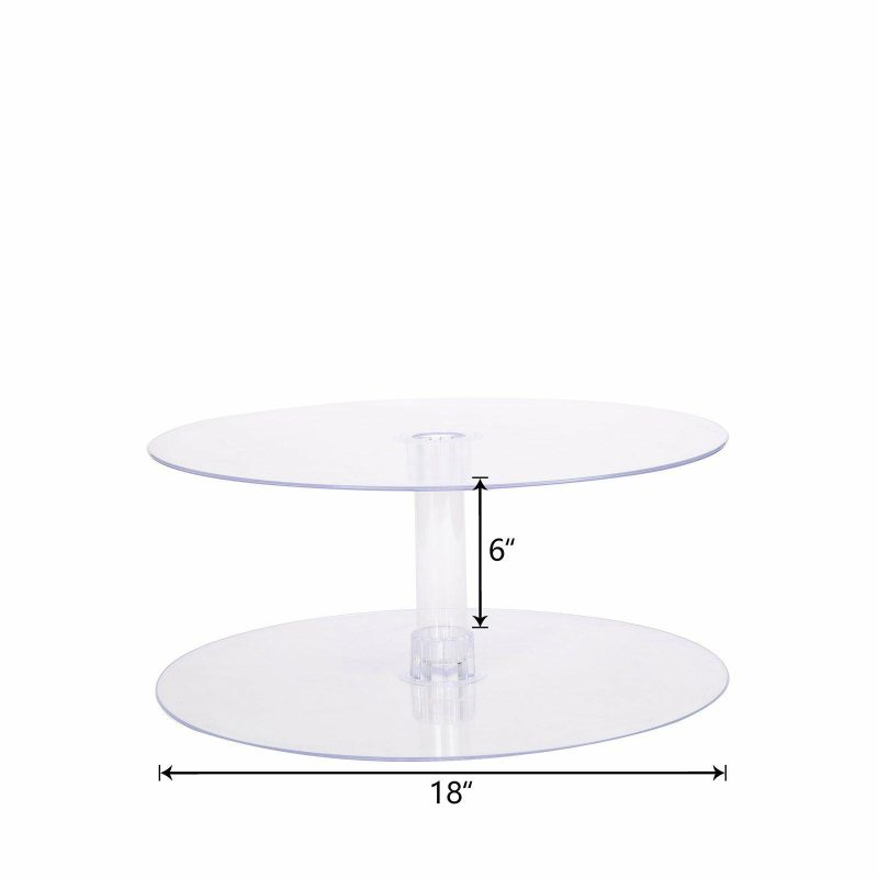 2-Tier Round Clear Acrylic Cake Stand Set and Cupcake Dessert Holder – 18″  |   Servingwares Disposable Plates 2 Tier 18 Inches