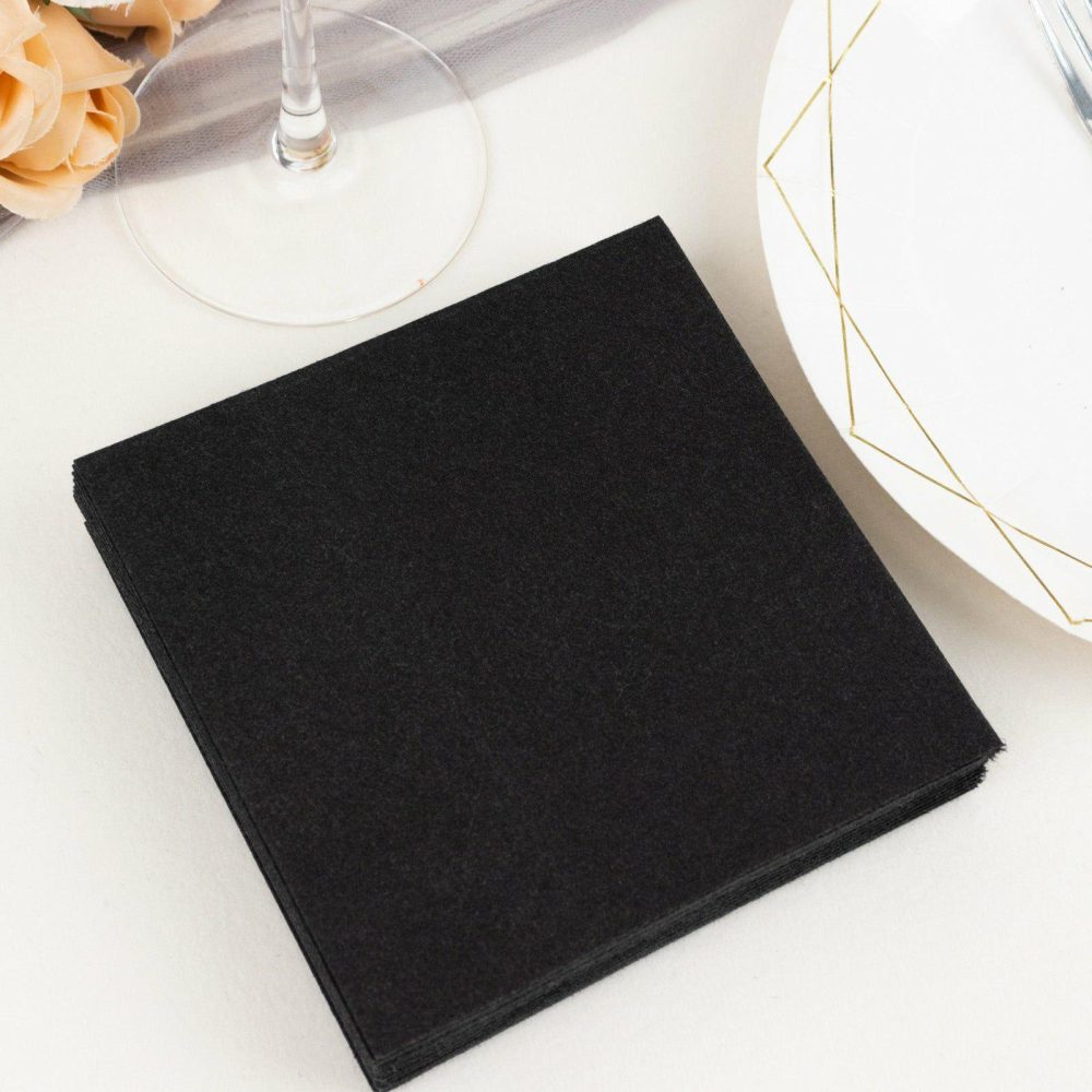 20 Pack Black Soft Linen-Feel Airlaid Paper Beverage Napkins, Highly Absorbent Disposable Cocktail Napkins – 5″x5″  |   Airlaid Paper Napkins Airlaid Paper Napkins Airlaid Paper Napkins