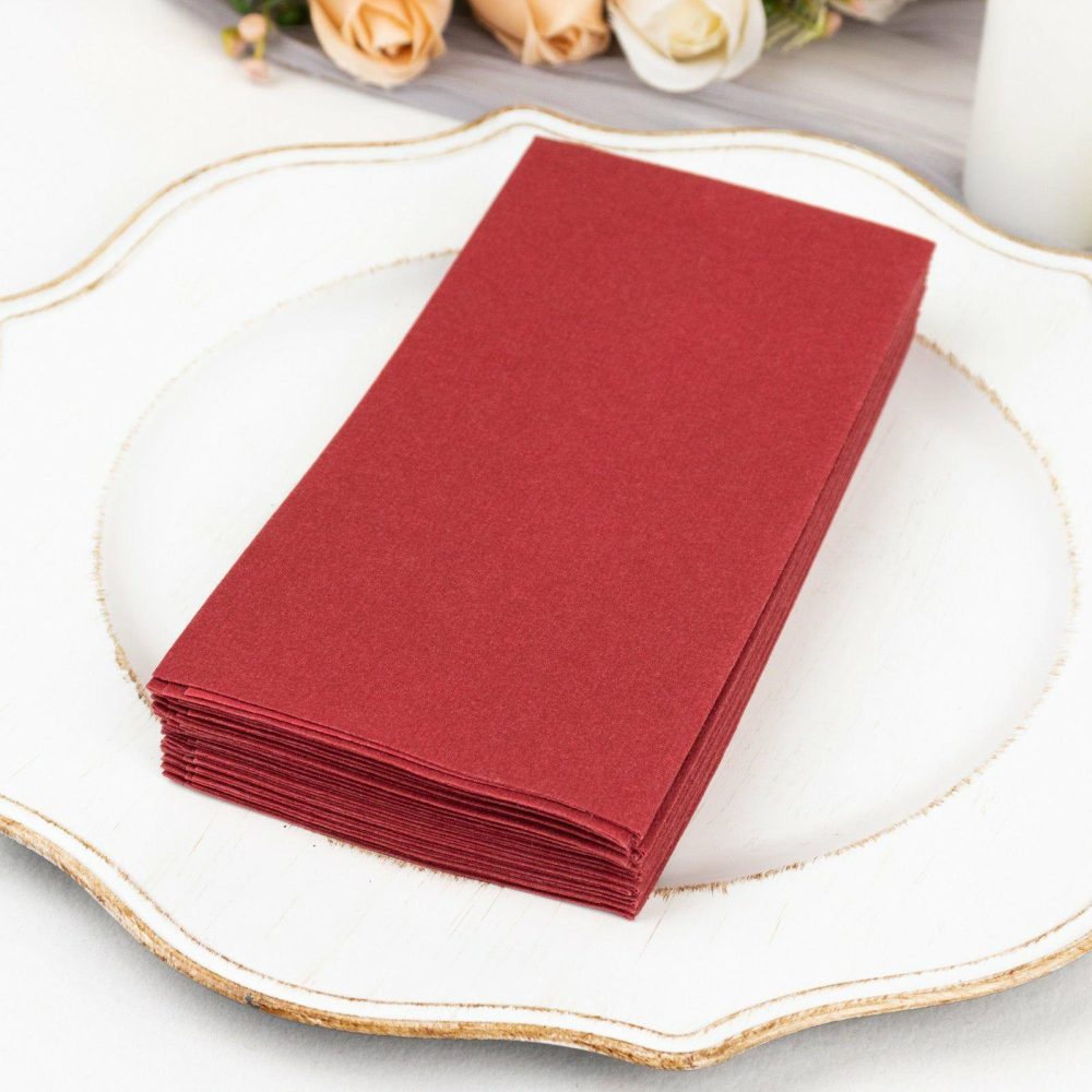 20 Pack Burgundy Soft Linen-Feel Airlaid Paper Party Napkins, Highly Absorbent Disposable Dinner Napkins  |   Airlaid Paper Napkins Airlaid Paper Napkins Airlaid Paper Napkins