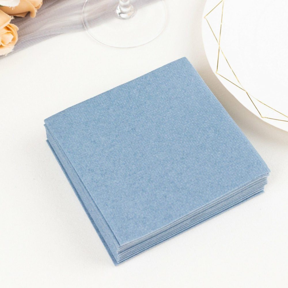 20 Pack Dusty Blue Soft Linen-Feel Airlaid Paper Beverage Napkins, Highly Absorbent Disposable Cocktail Napkins – 5″x5″  |   Airlaid Paper Napkins Airlaid Paper Napkins Airlaid Paper Napkins