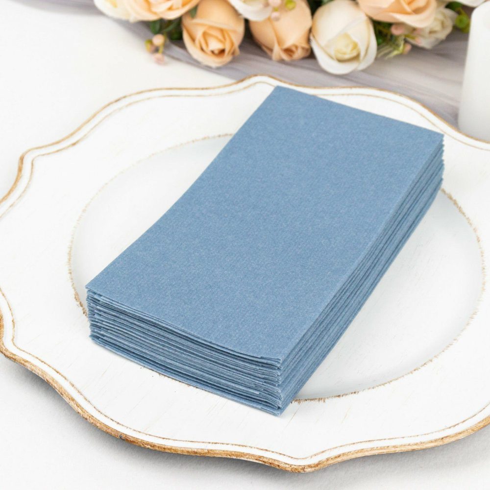 20 Pack Dusty Blue Soft Linen-Feel Airlaid Paper Party Napkins, Highly Absorbent Disposable Dinner Napkins  |   Airlaid Paper Napkins Airlaid Paper Napkins Airlaid Paper Napkins