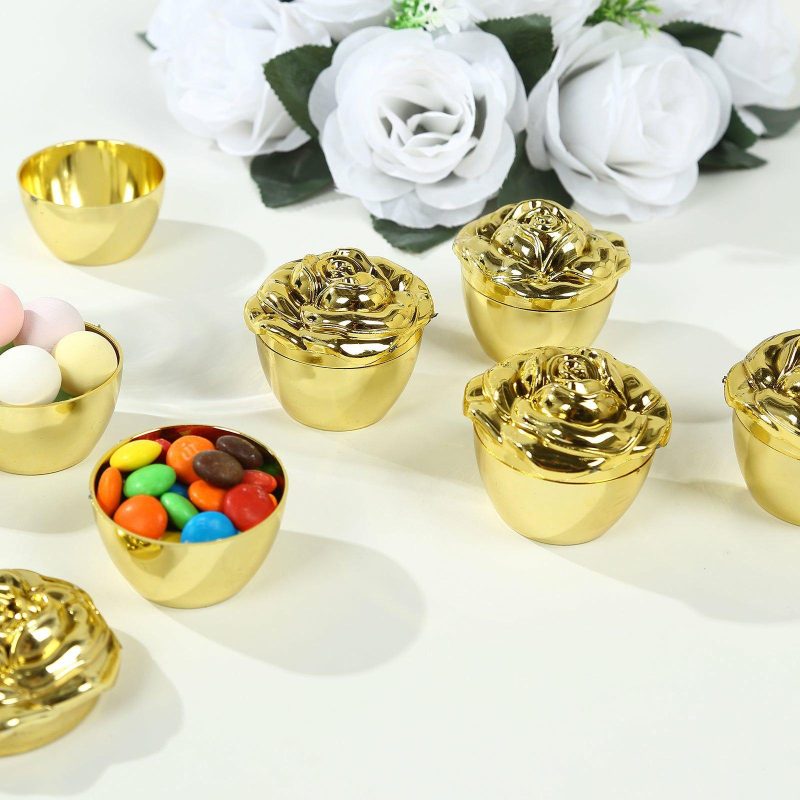 20 Pack Gold Vintage Rose Plastic Party Favor Boxes With Lids, Small Trinket Jewelry Keepsake Boxes – 2″  |   Mini Trays & Jars Mini Dishes & Bowls Mini Trays & Jars