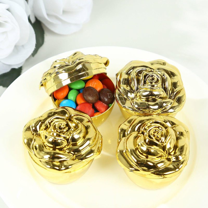 20 Pack Gold Vintage Rose Plastic Party Favor Boxes With Lids, Small Trinket Jewelry Keepsake Boxes – 2″  |   Mini Trays & Jars Mini Dishes & Bowls Mini Trays & Jars