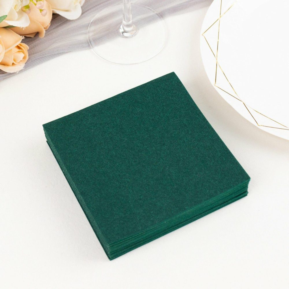 20 Pack Hunter Emerald Green Soft Linen-Feel Airlaid Paper Beverage Napkins, Highly Absorbent Disposable Cocktail Napkins – 5″x5″  |   Airlaid Paper Napkins Airlaid Paper Napkins Airlaid Paper Napkins