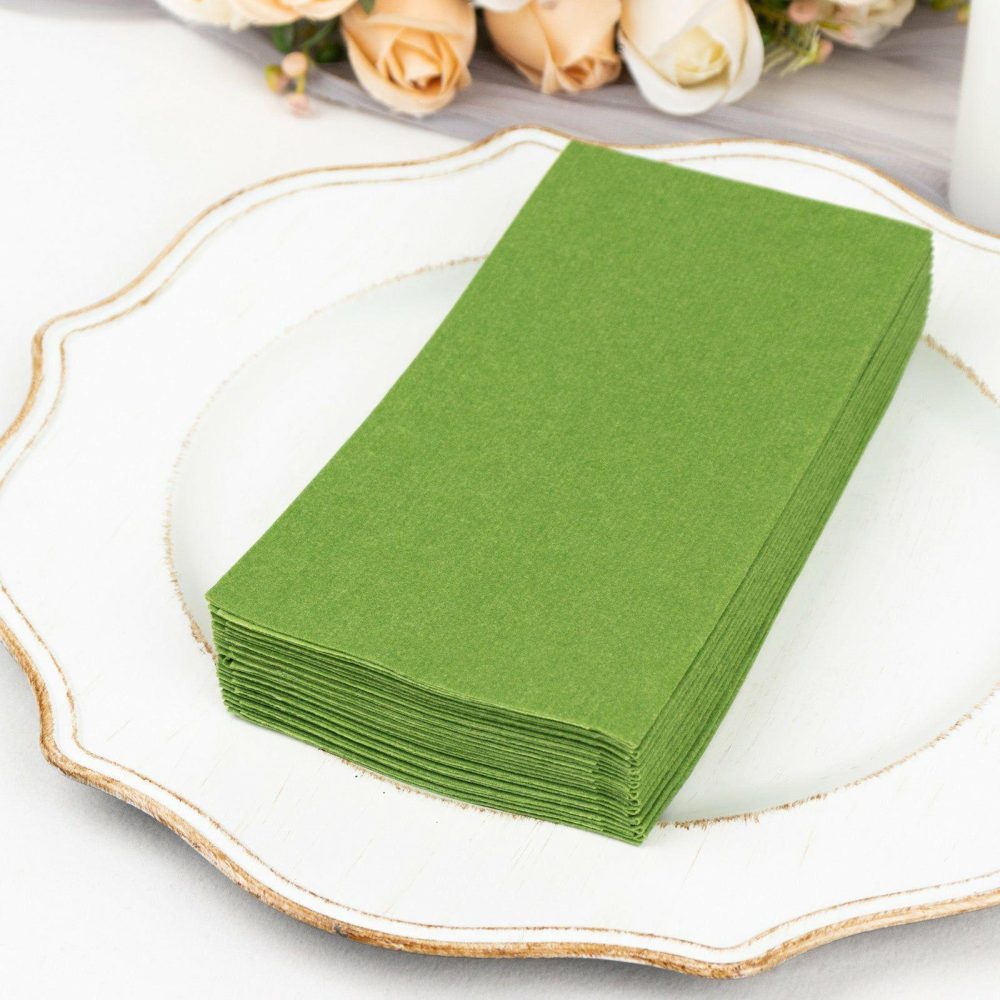 20 Pack Olive Green Soft Linen-Feel Airlaid Paper Party Napkins, Highly Absorbent Disposable Dinner Napkins  |   Airlaid Paper Napkins Airlaid Paper Napkins Airlaid Paper Napkins