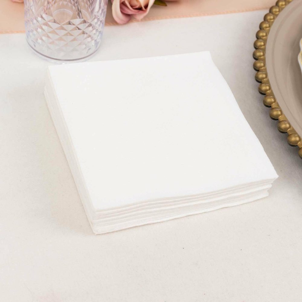 20 Pack White Soft Linen-Feel Airlaid Paper Beverage Napkins, Highly Absorbent Disposable Cocktail Napkins – 5″x5″  |   Airlaid Paper Napkins Airlaid Paper Napkins Airlaid Paper Napkins