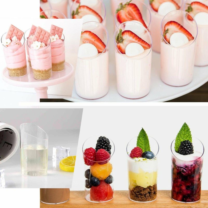 24 Pack Clear Diminutive Flasket Plastic Appetizer Cups, Disposable Dessert Cups 3oz  |   All Purpose Glasses & Tumblers All Purpose Glasses & Tumblers All Purpose Glasses & Tumblers