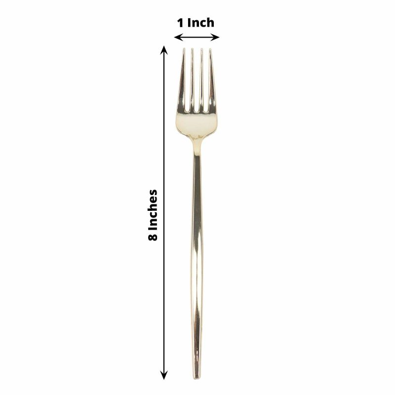 24 Pack Glossy Gold Heavy Duty Plastic Silverware Forks Cutlery, Premium Disposable Sleek Flatware 8″  |   Cutlery Cutlery Cutlery