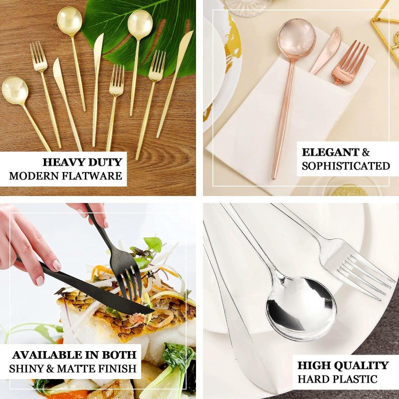 24 Pack Glossy Gold Heavy Duty Plastic Silverware Forks Cutlery, Premium Disposable Sleek Flatware 8″  |   Cutlery Cutlery Cutlery