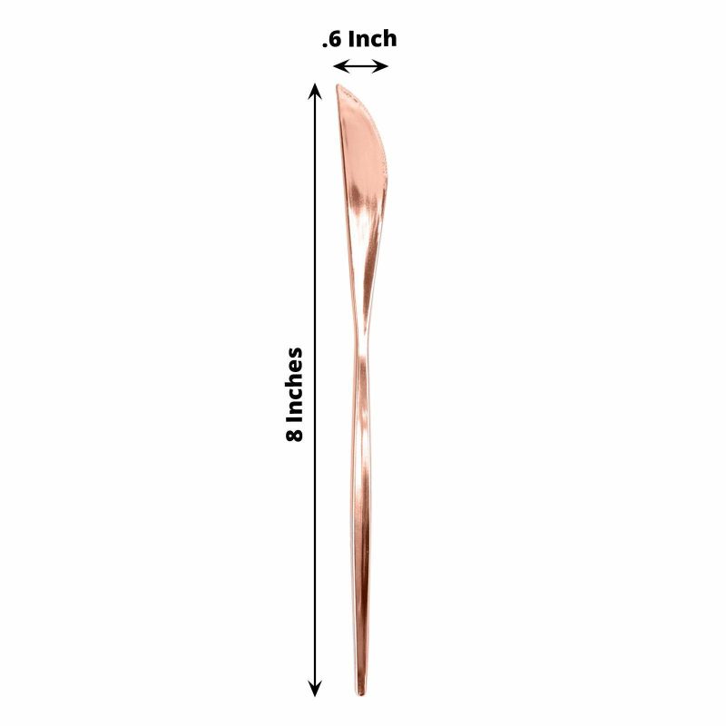 24 Pack Glossy Rose Gold Heavy Duty Plastic Silverware Knives, Premium Disposable Flatware Cutlery 8″  |   Cutlery Cutlery Cutlery