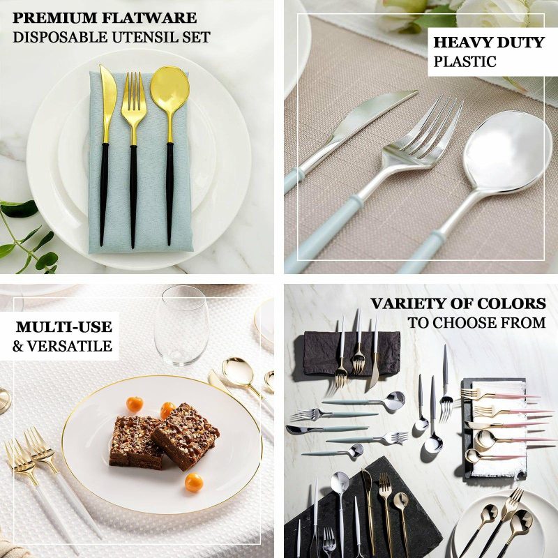 24 Pack Metallic Gold Dusty Sage Green Premium Plastic Fork Spoon Utensil Set, Modern Heavy Duty Disposable Silverware – 6″  |   Cutlery Cutlery Cutlery