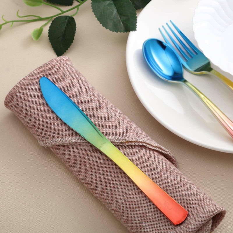 24 Pack Rainbow Ombre Style Heavy Duty Plastic Knives 8″  |   Cutlery Cutlery Cutlery