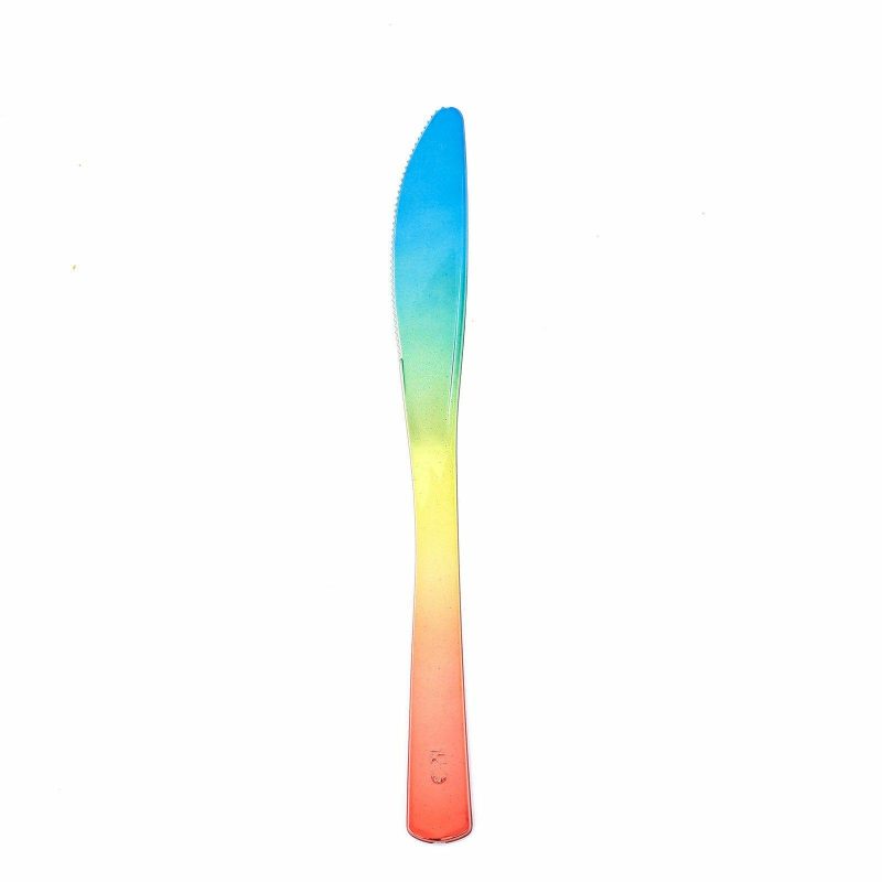 24 Pack Rainbow Ombre Style Heavy Duty Plastic Knives 8″  |   Cutlery Cutlery Cutlery