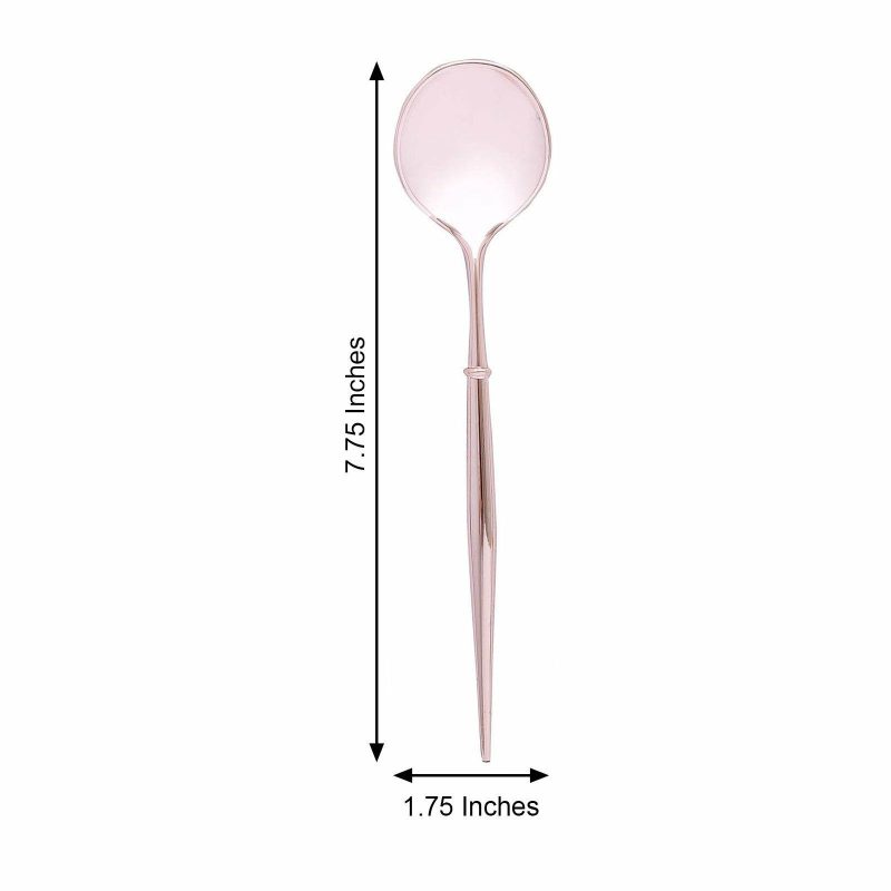 24 Pack Rose Gold Heavy Duty Plastic Spoons, Modern Flatware, Premium Disposable Silverware 8″  |   Cutlery Cutlery Cutlery