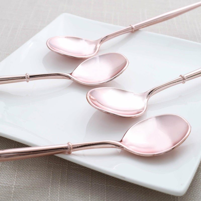 24 Pack Rose Gold Heavy Duty Plastic Spoons, Modern Flatware, Premium Disposable Silverware 8″  |   Cutlery Cutlery Cutlery