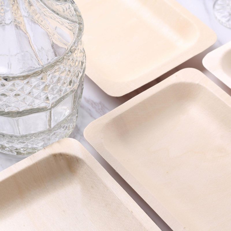 25 Pack Eco Friendly Birchwood Wooden Dessert Serving Plates 5″x8″  |   Disposable Salad/Dessert Plates Disposable Plates Disposable Salad/Dessert Plates