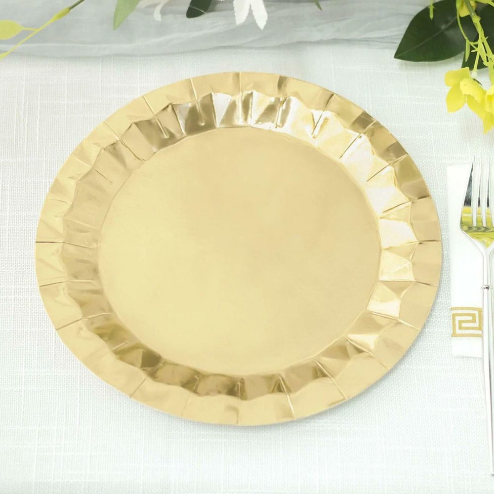 25 Pack Geometric Metallic Gold Foil Dinner Paper Plates, Disposable Party Plates 400 GSM 9″  |   Eco-Friendly & Paper Plates Disposable Plates Eco-Friendly & Paper Plates