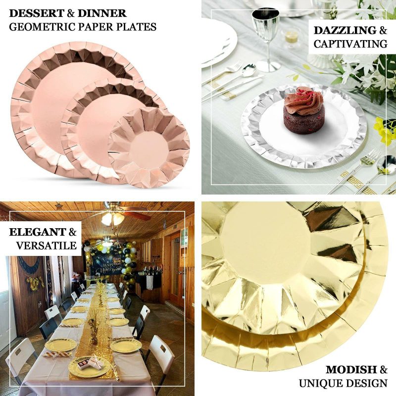 25 Pack Geometric Metallic Gold Foil Dinner Paper Plates, Disposable Party Plates 400 GSM 9″  |   Eco-Friendly & Paper Plates Disposable Plates Eco-Friendly & Paper Plates