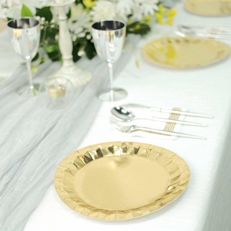 25 Pack Geometric Metallic Gold Foil Dinner Paper Plates, Disposable Party Plates 400 GSM 9″  |   Eco-Friendly & Paper Plates Disposable Plates Eco-Friendly & Paper Plates