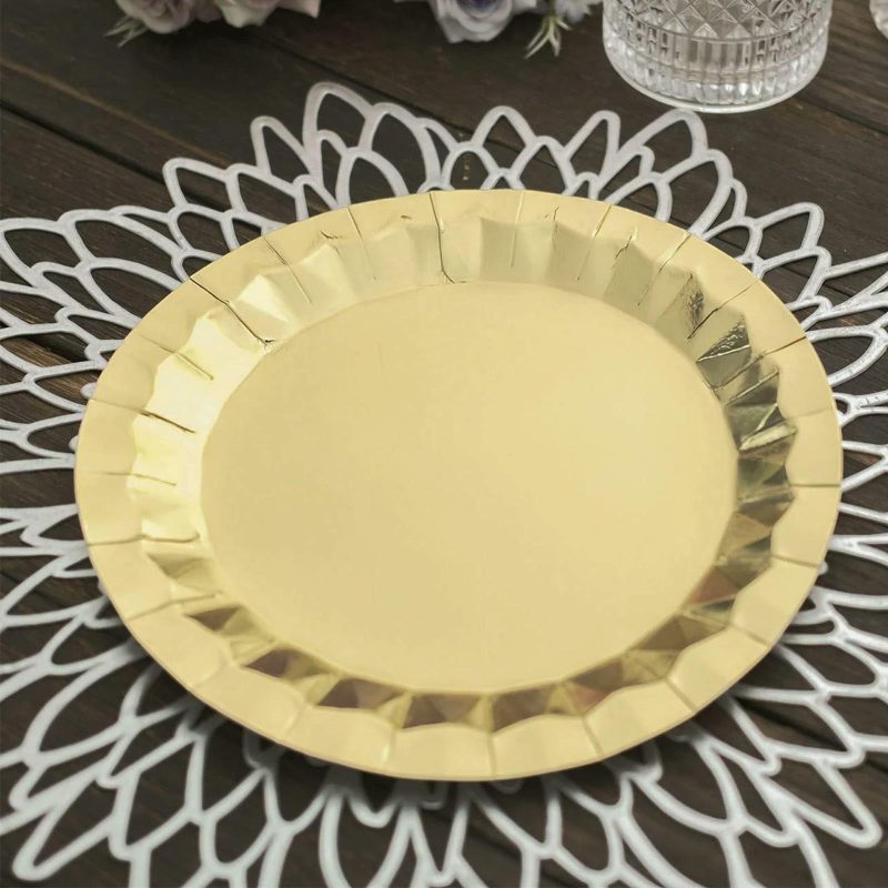 25 Pack Geometric Metallic Gold Foil Dinner Paper Plates, Disposable Party Plates 400 GSM 9″  |   Eco-Friendly & Paper Plates Disposable Plates Eco-Friendly & Paper Plates