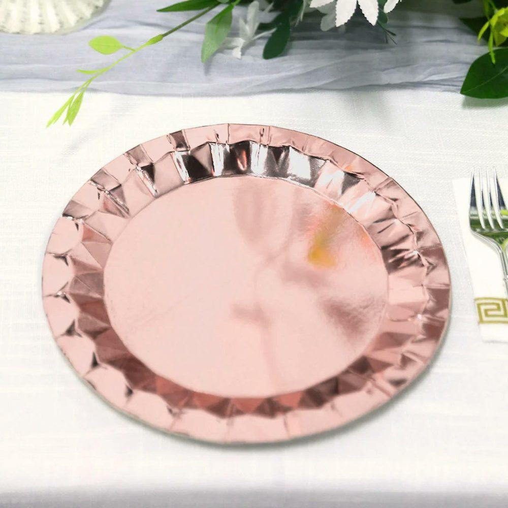 25 Pack Geometric Metallic Rose Gold Foil Dinner Paper Plates, Disposable Party Plates 400 GSM 9″  |   Eco-Friendly & Paper Plates Disposable Plates Eco-Friendly & Paper Plates