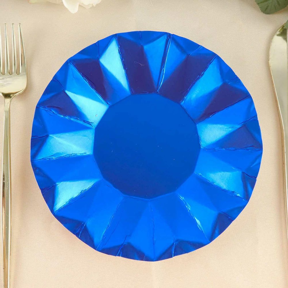 25 Pack Geometric Royal Blue Dessert Appetizer Paper Plates, Disposable Salad Party Plates 400 GSM 7″  |   Eco-Friendly & Paper Plates Disposable Plates Eco-Friendly & Paper Plates