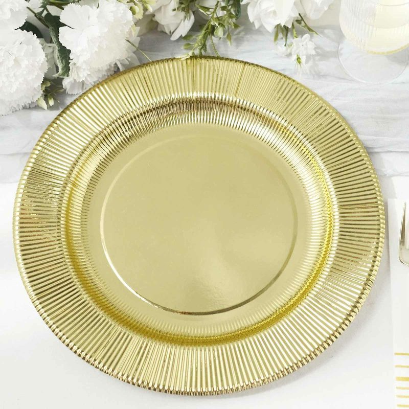 25 Pack Metallic Gold Sunray Serving Dinner Paper Plates, Disposable Party Plates 350 GSM 10″  |   Eco-Friendly & Paper Plates Disposable Plates Eco-Friendly & Paper Plates