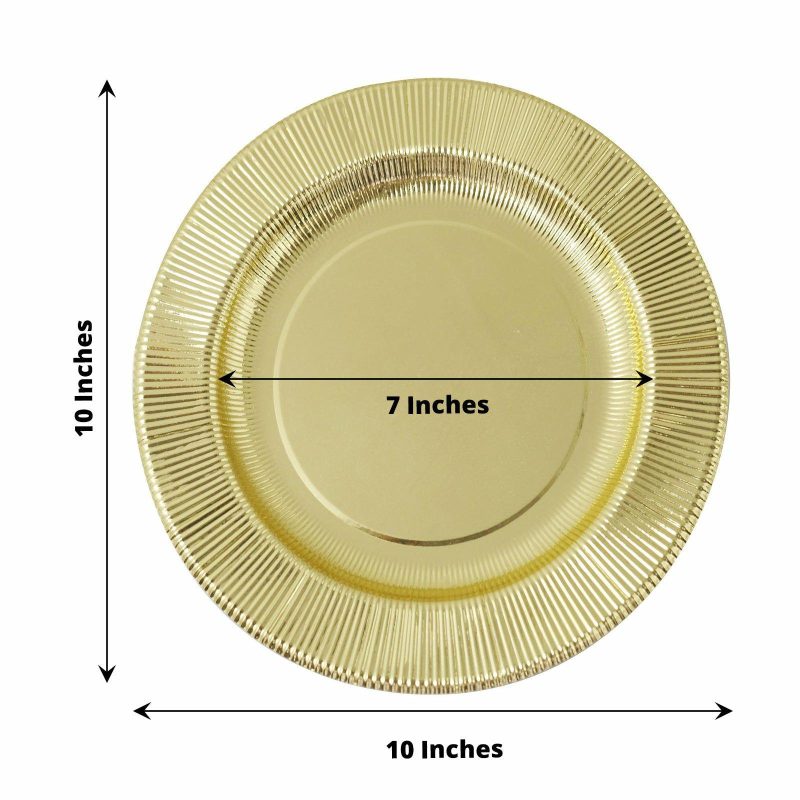 25 Pack Metallic Gold Sunray Serving Dinner Paper Plates, Disposable Party Plates 350 GSM 10″  |   Eco-Friendly & Paper Plates Disposable Plates Eco-Friendly & Paper Plates