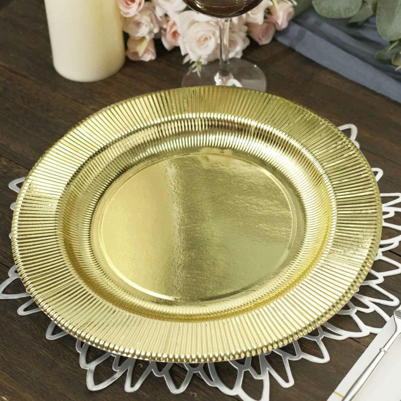 25 Pack Metallic Gold Sunray Serving Dinner Paper Plates, Disposable Party Plates 350 GSM 10″  |   Eco-Friendly & Paper Plates Disposable Plates Eco-Friendly & Paper Plates