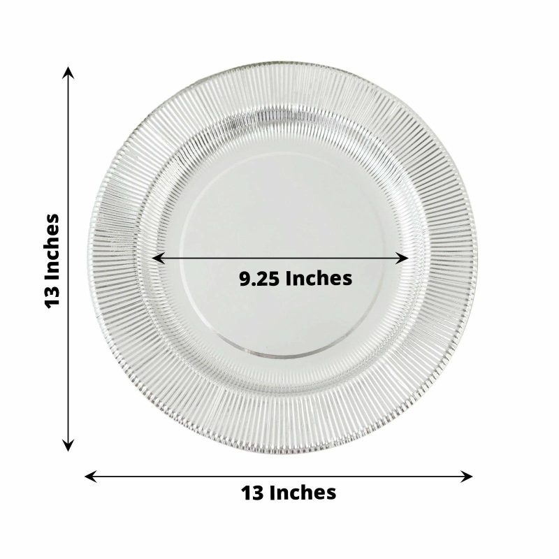 25 Pack Sunray Metallic Silver Disposable Charger Plates, Cardboard Serving Tray, Round 350 GSM 13″  |   Eco-Friendly & Paper Plates Disposable Plates Eco-Friendly & Paper Plates