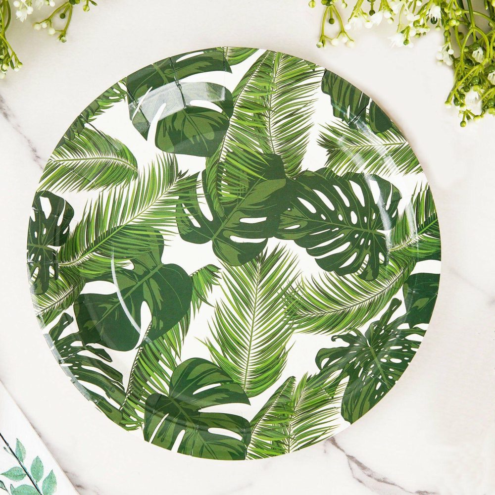 25 Pack Tropical Palm Leaf Mix Dinner Paper Plates, Disposable Plates 300 GSM 9″  |   Eco-Friendly & Paper Plates Disposable Plates Eco-Friendly & Paper Plates