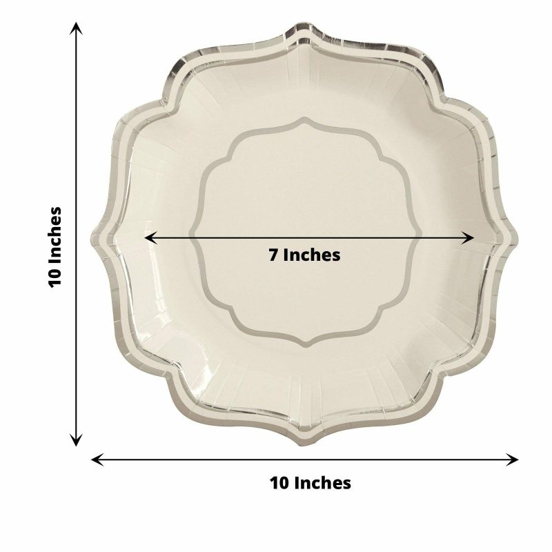 25 Pack White/Silver Scallop Rim Dinner Party Paper Plates, Disposable Plates 300 GSM 10″  |   Eco-Friendly & Paper Plates Disposable Plates Eco-Friendly & Paper Plates