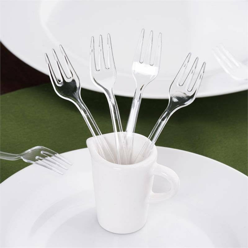 36 Pack Clear Mini Heavy Duty Plastic Dessert Forks, Disposable Utensils 4″  |   Dessert Utensils Dessert Utensils Clear